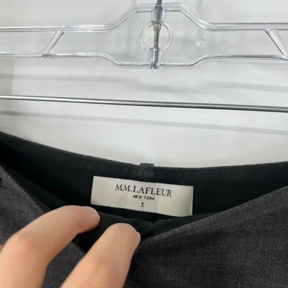 M.M. Lafleur Gray Mid-Rise Wool-Blend Trouser Pants